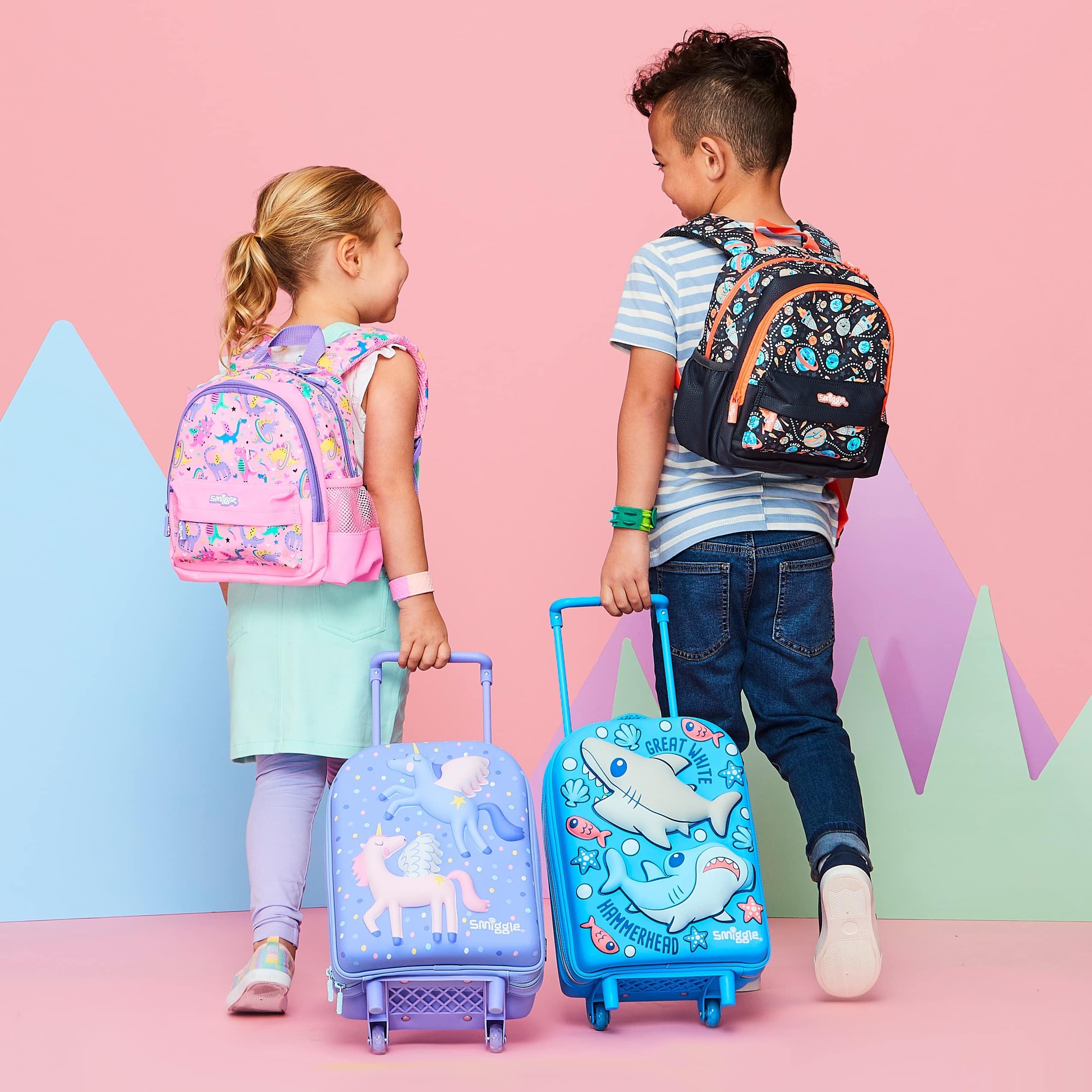 Smiggle - Up &amp; Down Lighted Wheeled School and Travel Bag