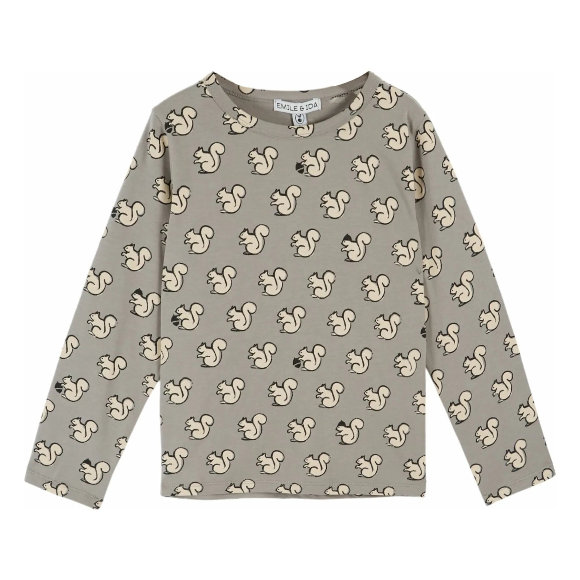 Emile et Ida - Squirrels Organic Cotton T-Shirt | Light Gray