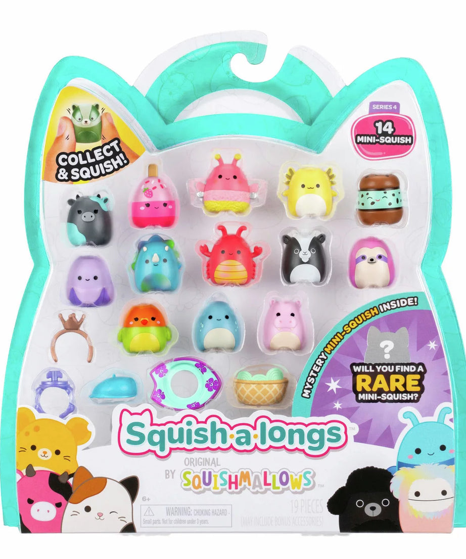 Squishmallows - Squish-a-longs 14 Figure + Ring Set + 4 Accessory Special Series Toy