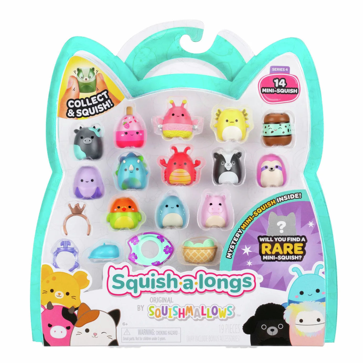 Squishmallows - Squish-a-longs 14 Figure + Ring Set + 4 Accessory Special Series Toy