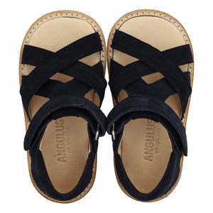 Angulus - Suede Cross-Strap Sandals | Navy Blue