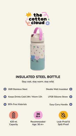 The Cotton Cloud - Club Soleil 420ML Stainless Steel Hidden Straw Water Bottle