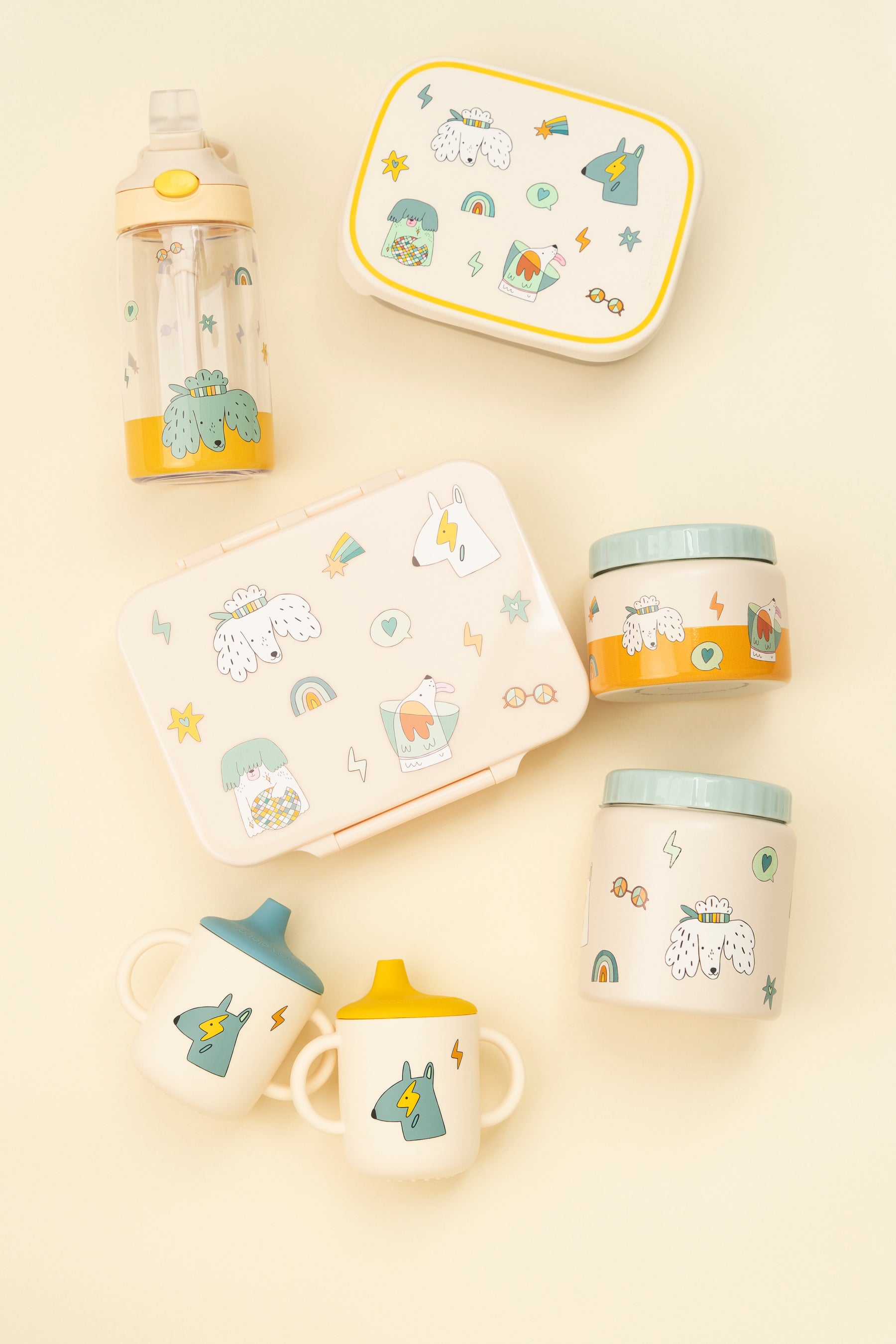 The Cotton Cloud - Funky Dogs 480ML Tritan Water Bottle with Hidden Straw