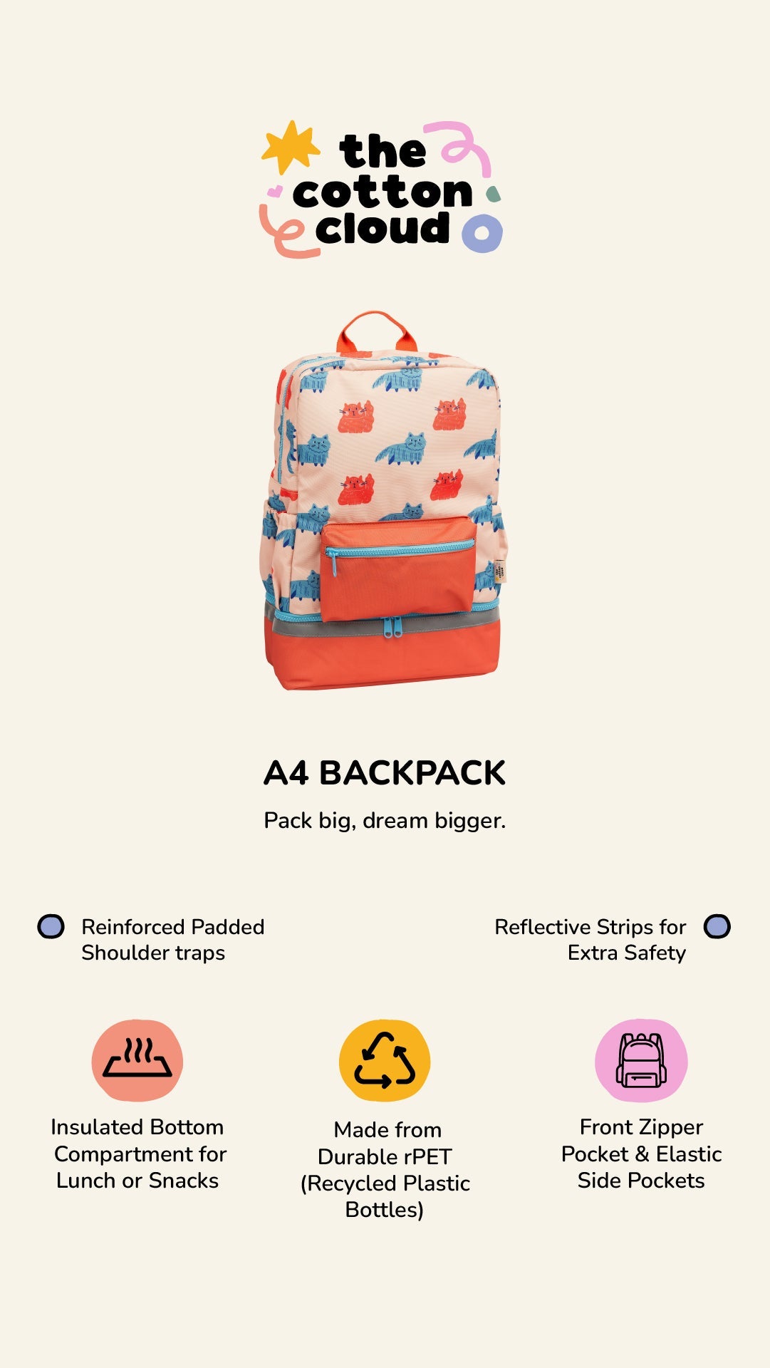 The Cotton Cloud - Funky Dogs Feeding Eyeglass School Backpack