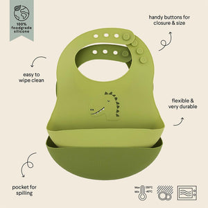 Trixie Silicone Bibs 2 Pack - Mr. Dino-Bibs-Mr. Dino- | Natural Baby Shower