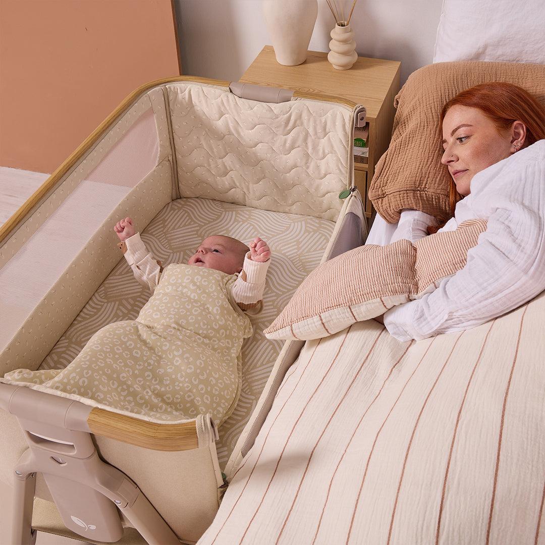 Tutti Bambini Cozee Air 2 Bedside Crib - Toasted Oak / Sand-Cribs-Toasted Oak / Sand- | Natural Baby Shower