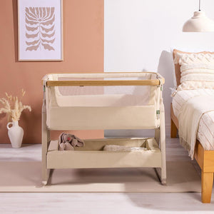 Tutti Bambini Cozee Air 2 Bedside Crib - Toasted Oak / Sand-Cribs-Toasted Oak / Sand- | Natural Baby Shower