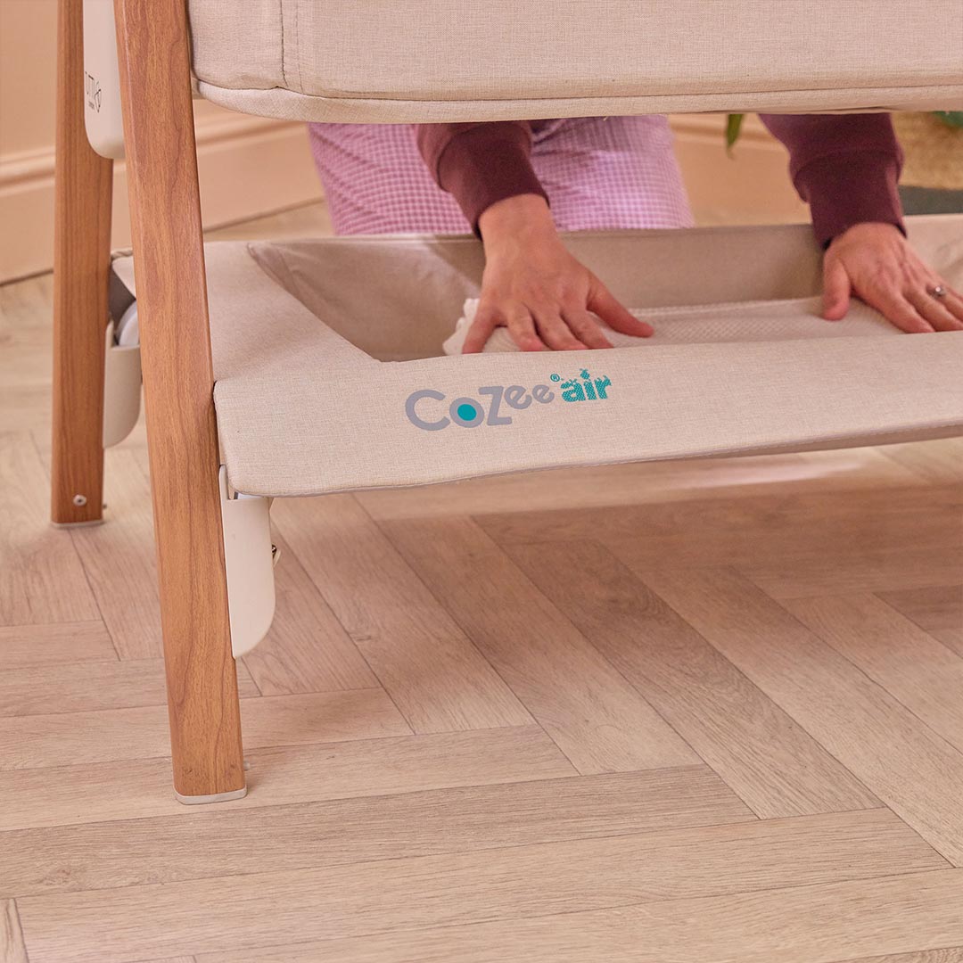 Tutti Bambini CoZee Air Bedside Crib - Scandinavian Walnut/Ecru-Bedside Cribs-Scandinavian Walnut/Ecru-Crib | Natural Baby Shower