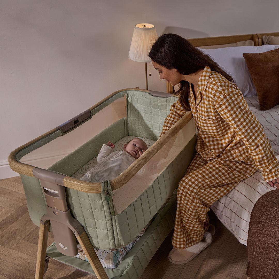 Tutti Bambini Cozee Sense Bedside Crib - Drifted Oak / Eucalyptus-Cribs-Drifted Oak / Eucalyptus- | Natural Baby Shower
