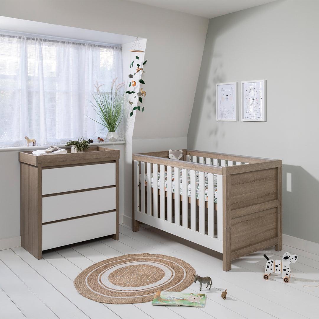 Tutti Bambini Modena 2 Piece Room Set - White/Oak-Nursery Sets-White/Oak-Without Mattress | Natural Baby Shower