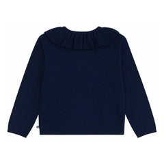 Petit Bateau - Wool Ruffled Cardigan | Midnight Blue