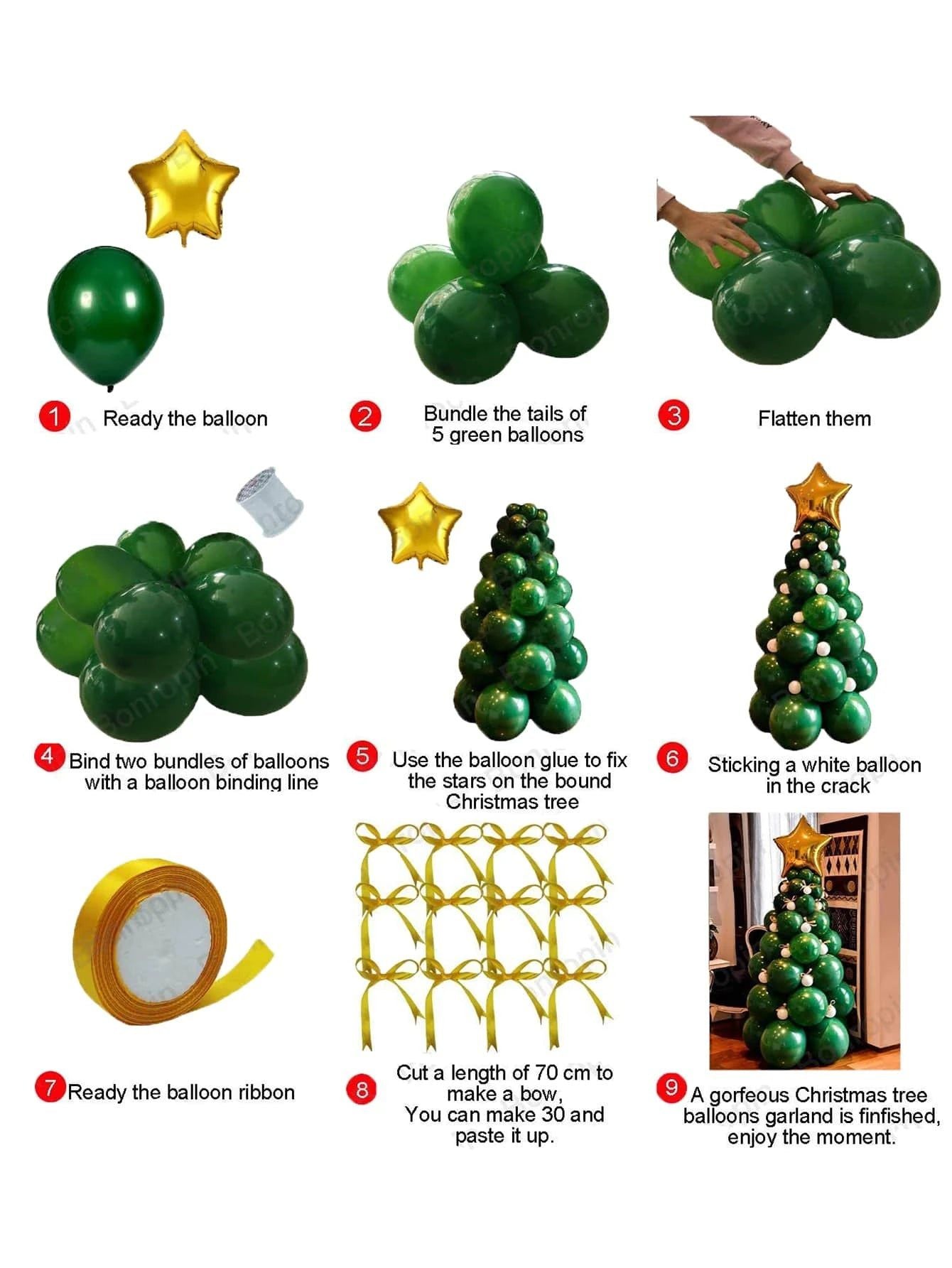 New Year - Christmas 93 Piece Mega Large Size Stylish Pine Tree Themed New Year Decorative Balloon